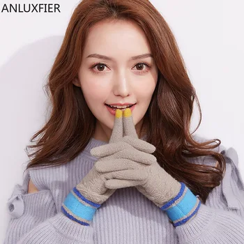 Дамски ръкавици H10061, дамски есенни и зимни улични възли ръкавици без пръсти със сензорен екран, скъпа ежедневна топла удебелена студентски съединител за ръце