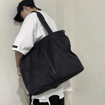 Ежедневна чанта-тоут, мъжки голяма чанта, модерна мъжка чанта през рамо с голям капацитет, мъжка чанта през рамо, подходяща за пътуване на къси разстояния