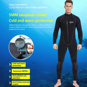 едно парче неопрен за гмуркане дебелина 5 мм, водоустойчив преден цип, дълги ръкави, бански костюми за гмуркане, сърфиране.