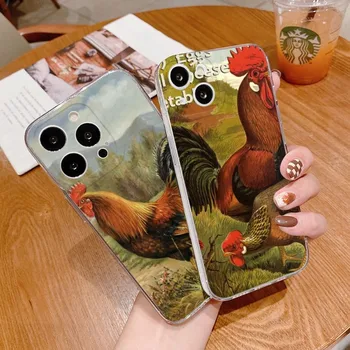 Калъф За телефон Chicken Hen Rooster за iPhone 14 13 12 11 Pro Plus X 13 Pro MAX XR XS MINI Прозрачни капаци