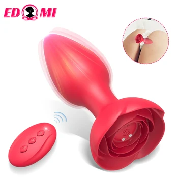 Играчки за анален секс, розов вибратор за жените, анален накрайник с дистанционно управление и 10 режима, вибриращ масажор на простатата, силикон стимулатор