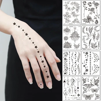 2023 Нов музикален фестивал на Стикер с татуировка на лицето Водоустойчива Черна Малка татуировка Ръчно рисуване на Временни фалшиви татуировки за жени, Мъже