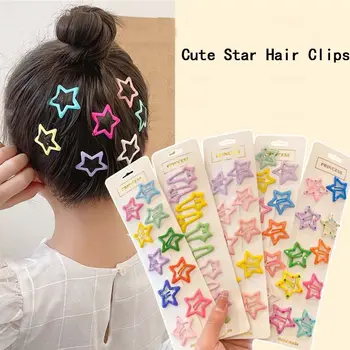 Метални фиби за коса под формата на звезда, модни нескользящие цветни щипки за коса под формата на звезда BB, шапки, фиби за коса, женски решетки