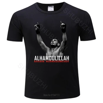 Хабиб Нурмагомедов Альхамдулилла Тениска Боец Мъжки памучен тениска мъжки тениски, Мъжки летни тениски на директна доставка